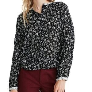2/$25 Madewell Black White Floral Modest Business Casual Button Down Blouse S